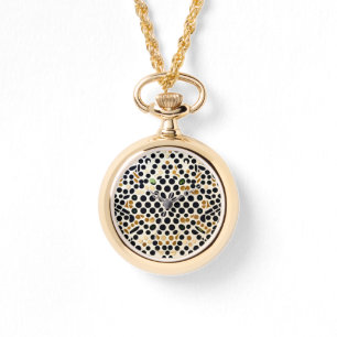 Navy Blue Polka Dots: Gold and Emerald Accents Watch