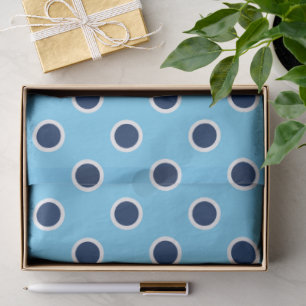 Navy Blue Polka Dots on Light Blue Tissue Paper