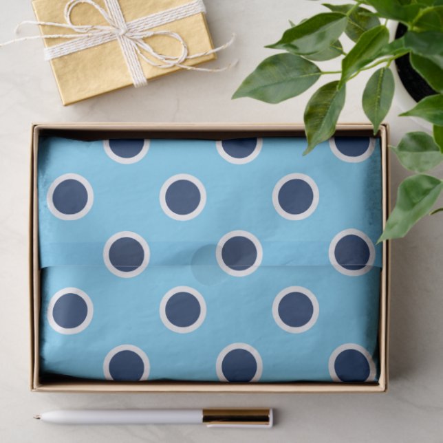 Navy Blue Polka Dots on Light Blue Tissue Paper (Gift)