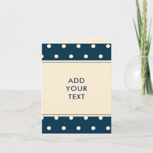 Navy Blue Polka Dots Personalized Folded Note Card