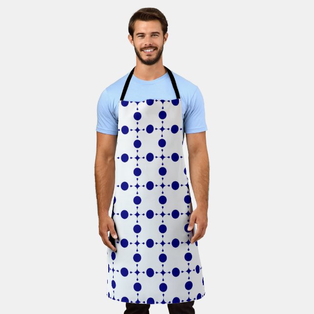 Navy Blue Polka Dots, Polka Dot Pattern, Dots Apron (Worn)
