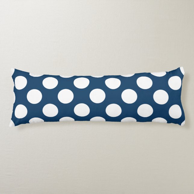 Navy Blue Polka Dots, Polka Dot Pattern, Dots Body Cushion (Front)