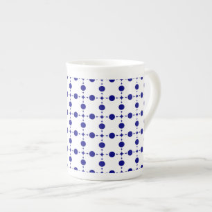 Navy Blue Polka Dots, Polka Dot Pattern, Dots Bone China Mug