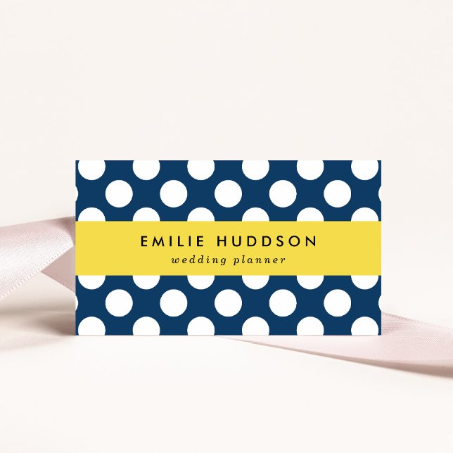 Navy Blue Polka Dots, Polka Dot Pattern, Dots Business Card (Creator Uploaded)
