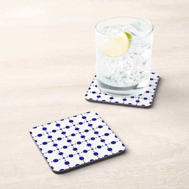Navy Blue Polka Dots, Polka Dot Pattern, Dots Coaster (Right Side)