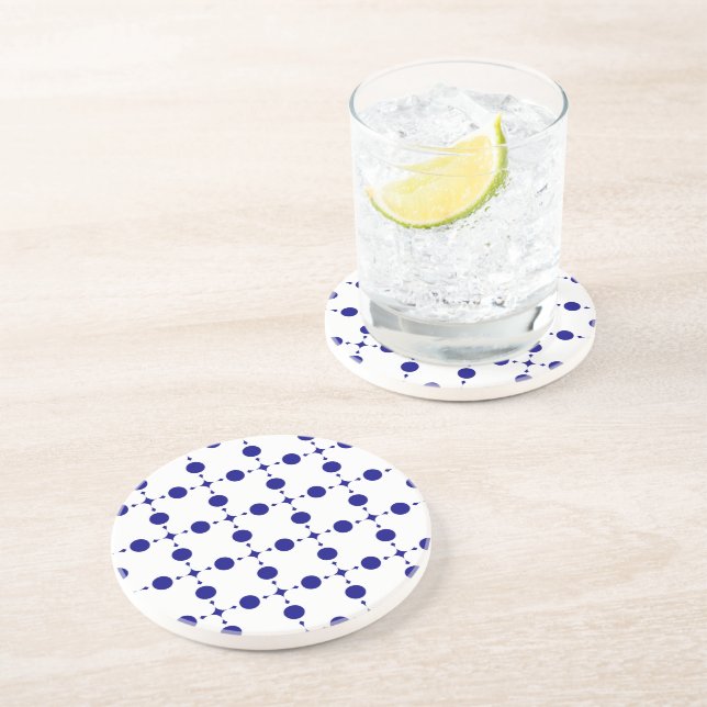 Navy Blue Polka Dots, Polka Dot Pattern, Dots Coaster (Side)