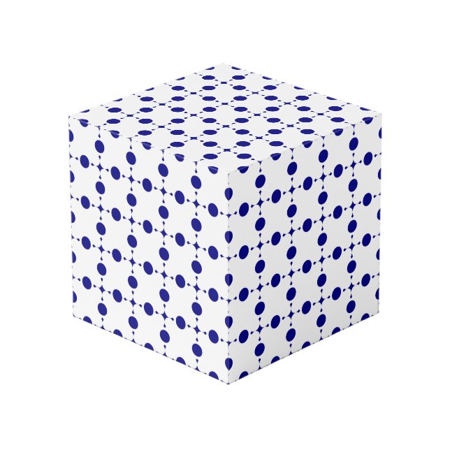 Navy Blue Polka Dots, Polka Dot Pattern, Dots Cube (Front Angled)