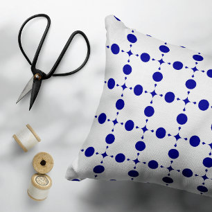 Navy Blue Polka Dots, Polka Dot Pattern, Dots Decorative Cushion