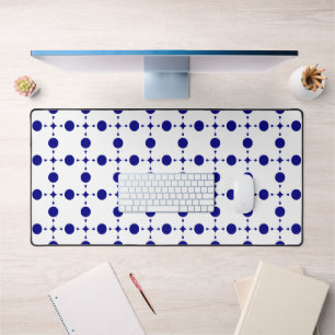 Navy Blue Polka Dots, Polka Dot Pattern, Dots Desk Mat