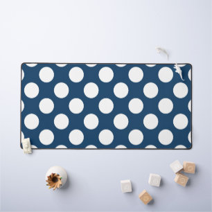 Navy Blue Polka Dots, Polka Dot Pattern, Dots Desk Mat