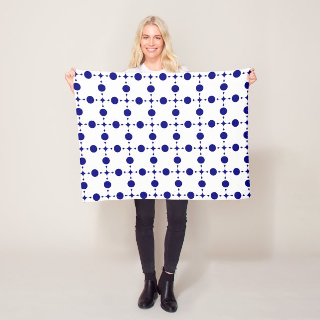 Navy Blue Polka Dots, Polka Dot Pattern, Dots Fleece Blanket (In Situ)