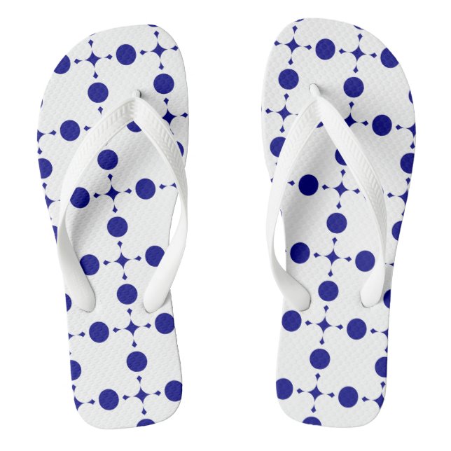 Navy Blue Polka Dots, Polka Dot Pattern, Dots Flip Flops (Footbed)