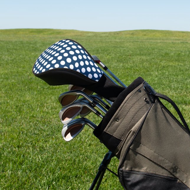 Navy Blue Polka Dots, Polka Dot Pattern, Dots Golf Head Cover (In Situ)