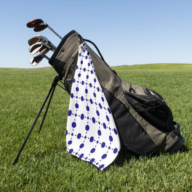 Navy Blue Polka Dots, Polka Dot Pattern, Dots Golf Towel (Green)