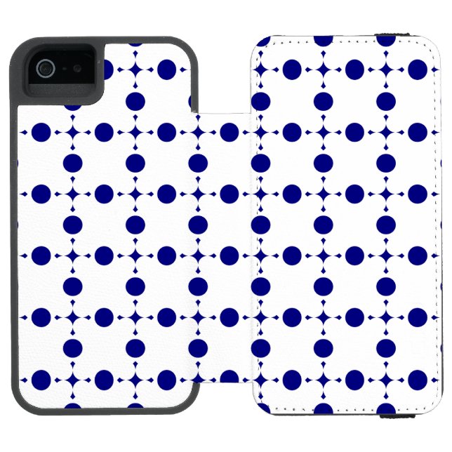 Navy Blue Polka Dots, Polka Dot Pattern, Dots Incipio iPhone Wallet Case (Folio Open)