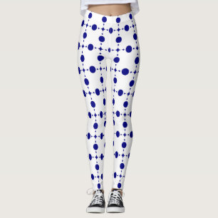 Navy Blue Polka Dots, Polka Dot Pattern, Dots Leggings