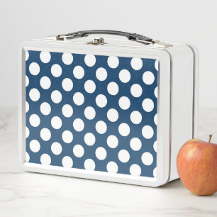 Navy Blue Polka Dots, Polka Dot Pattern, Dots Metal Lunch Box