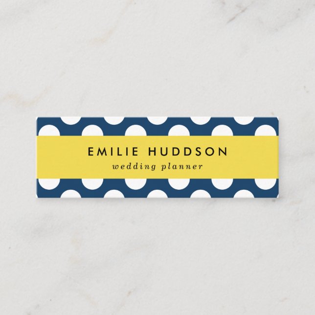 Navy Blue Polka Dots, Polka Dot Pattern, Dots Mini Business Card (Front)