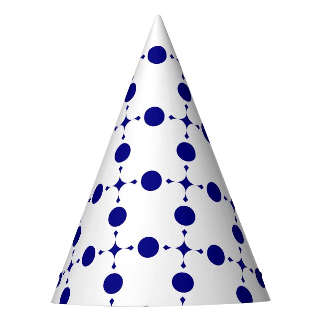 Navy Blue Polka Dots, Polka Dot Pattern, Dots Party Hat (Front)
