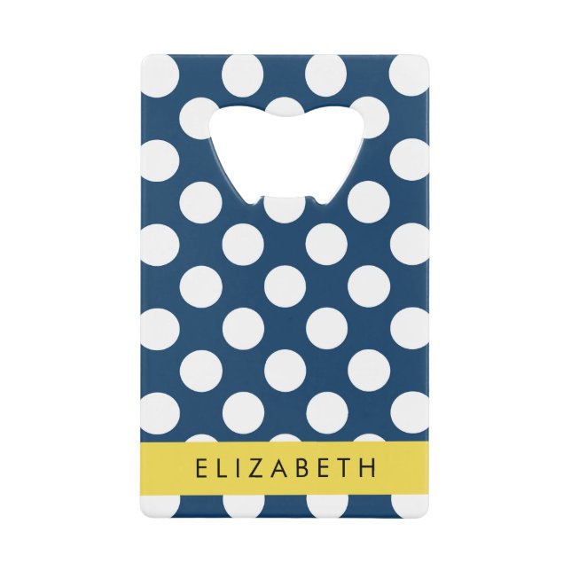 Navy Blue Polka Dots, Polka Dot Pattern, Your Name (Front)