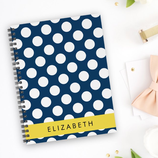 Navy Blue Polka Dots, Polka Dot Pattern, Your Name Planner (Creator Uploaded)