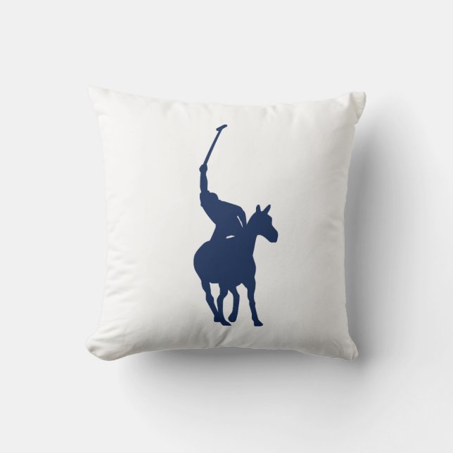 Navy Blue Polo Player Pillow (Front)