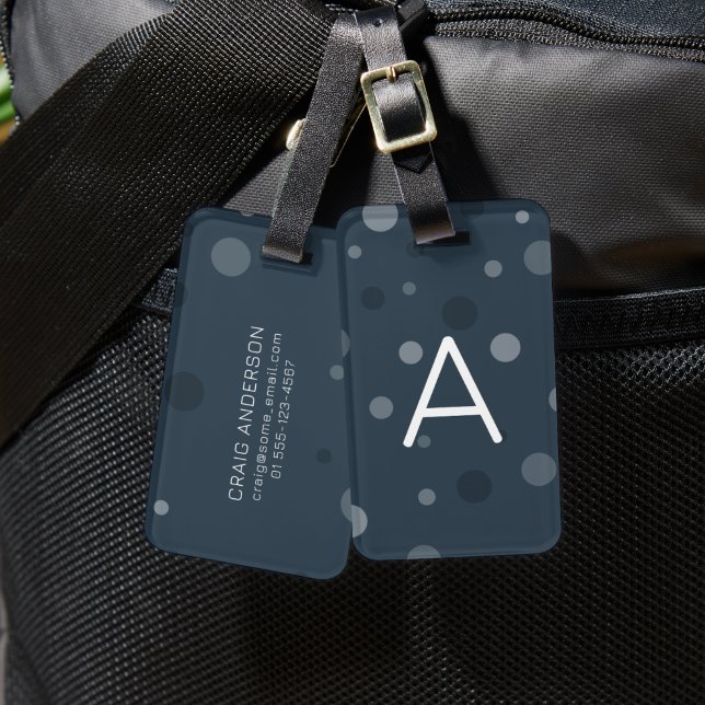 Navy Blue Pop Dots  Luggage Tag (Creator Uploaded)