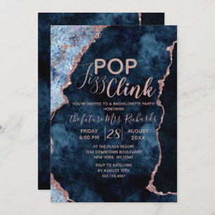 Navy Blue Pop Fizz Clink Bachelorette Party Invite