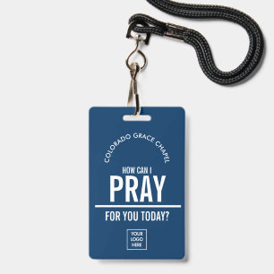 Navy Blue prayer volunteers id badge with logo