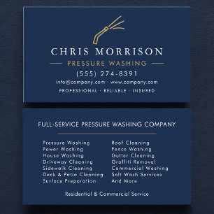 Navy Blue Pressure Washing Power Wash Business Card
