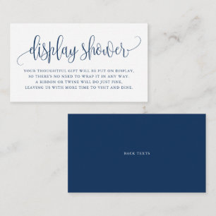 Navy Blue Pretty Script Display Shower Enclosure Card