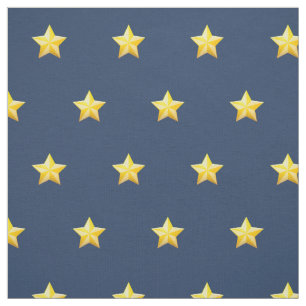 Navy Blue Printed Fabric with Nautical Gold Stars