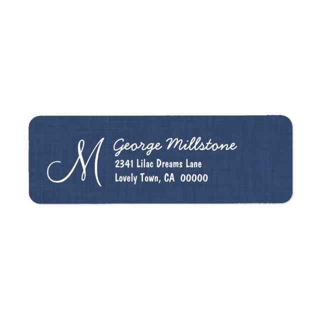 NAVY BLUE Printed Linen Textured Monogram M (Front)