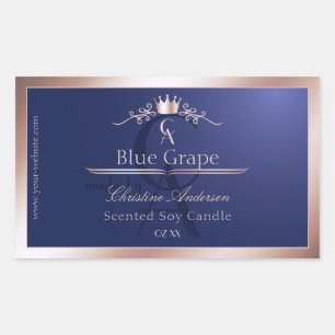 Navy Blue Product Label Rose Gold Frame Monogram