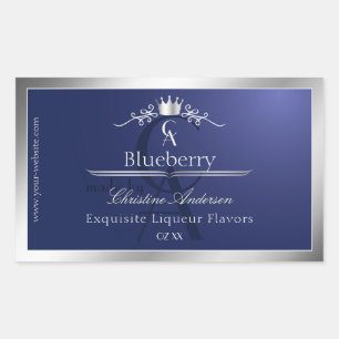 Navy Blue Product Label with Silver Frame Monogram