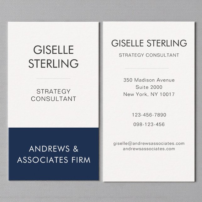Navy Blue Professional Corporate Modern Elegant Business Card (Creator Uploaded)