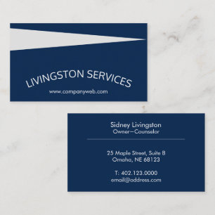 Navy Blue Professional Curved & Simple Modern Business Card