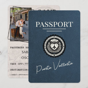 Navy Blue Puerta Vallarta Passport Save The Date