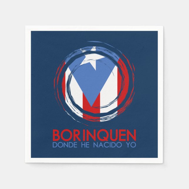 Navy Blue Puerto Rico Borinquen Napkin (Front)