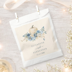 Navy Blue Pumpkin Fall in Love Wedding Favour Bags