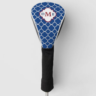 Navy Blue Quatrefoil Monogram Golf Head Cover
