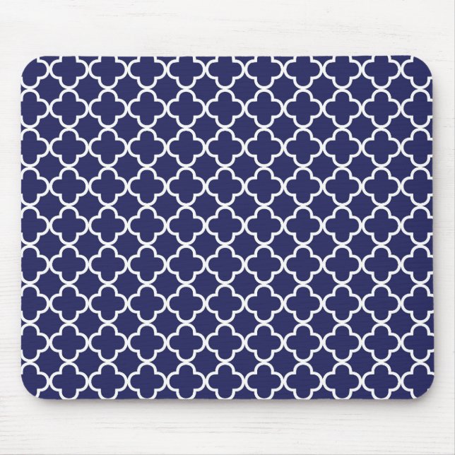 Navy Blue Quatrefoil Mousepad (Front)