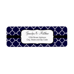Navy Blue Quatrefoil Pattern