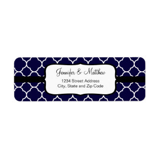 Navy Blue Quatrefoil Pattern