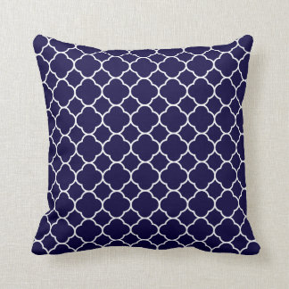 Navy Blue Quatrefoil Pattern Cushion