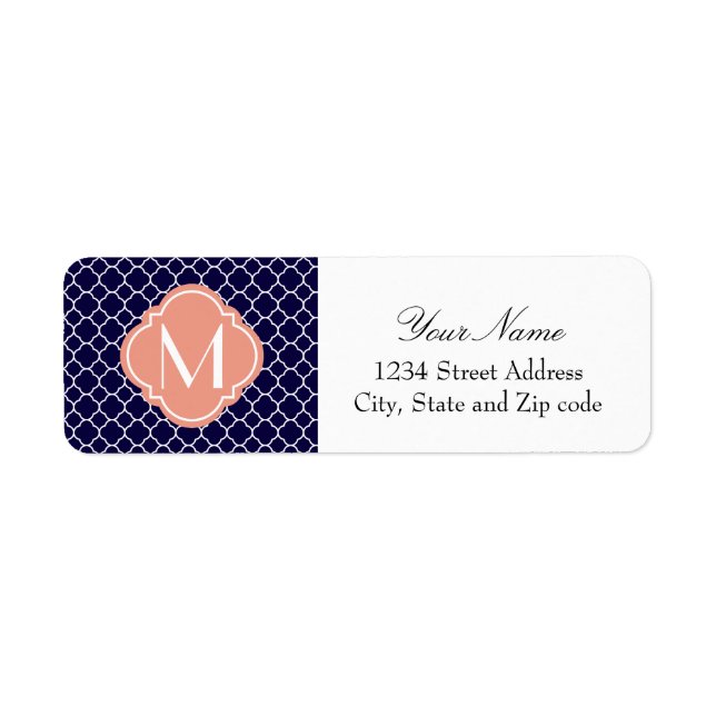 Navy Blue Quatrefoil Pattern with Monogram (Front)