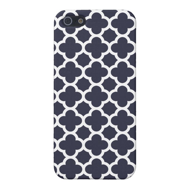 Navy Blue Quatrefoil Trellis Pattern iPhone Case (Back)