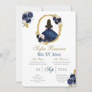 Navy blue Quinceanera Invitation