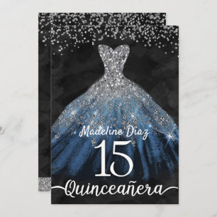 Navy Blue Quinceanera Invitation Cumpleanos