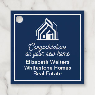 Navy Blue Real Estate Company Customized Party Favour Tags